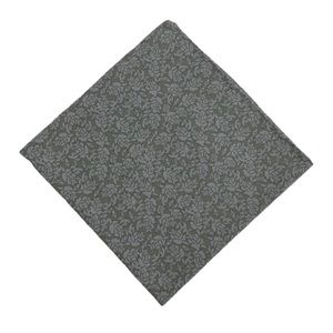 Taupe Green w/ Grey Floral Pocket Square Handkerchief